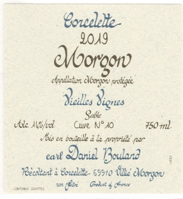 2020 Daniel Bouland Morgon Corcelette Sable Vieilles Vignes