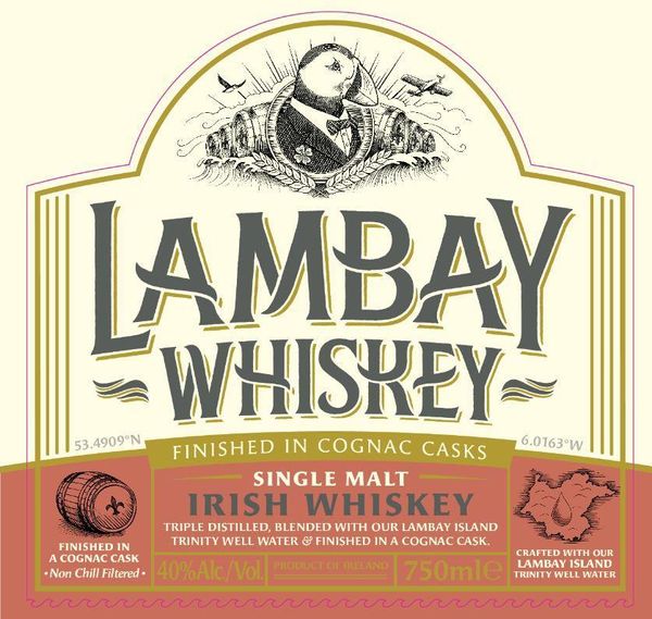 Lambay Single Malt Cognac Cask Finished Irish Whiskey