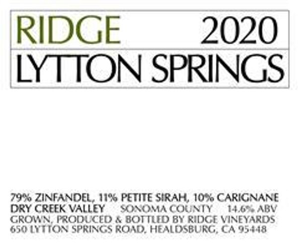 2020 Ridge Lytton Springs