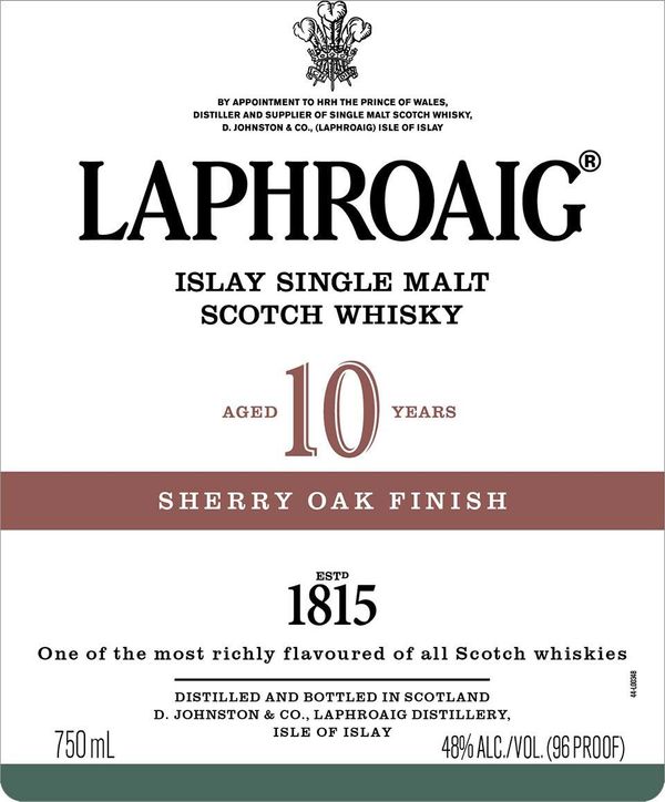 Laphroaig Aged 10 Years Sherry Oak Finish Islay Single Malt Scotch Whisky