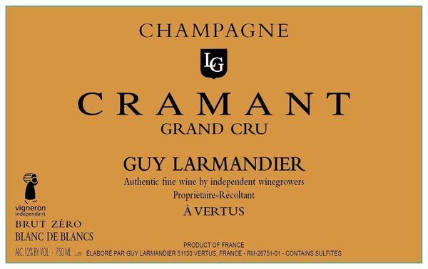 Guy Larmandier Champagne Cramant Blanc de Blancs Brut Zero