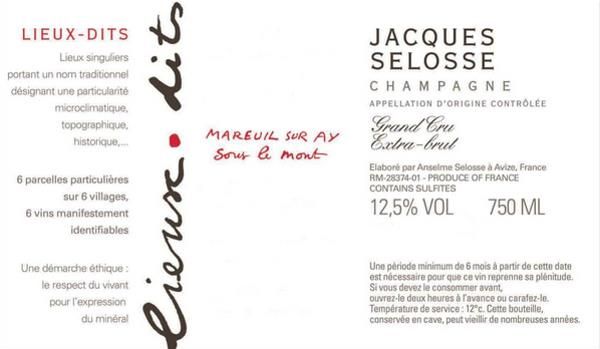 Jacques Selosse Champagne Sous le Mont Grand Cru Extra Brut