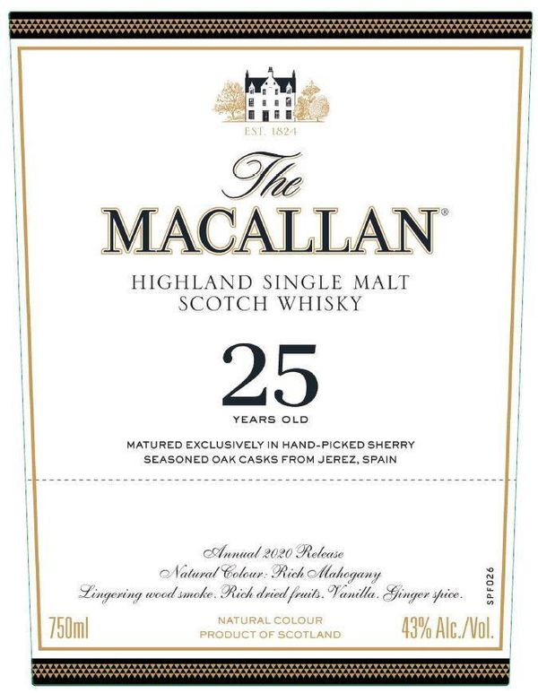 The Macallan 25 Years Old Sherry Oak Cask Highland Single Malt Scotch Whisky