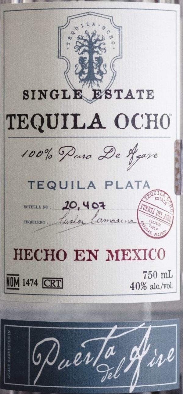2016 Tequila Ocho 2016 Puerto del Aire Tequila Plata
