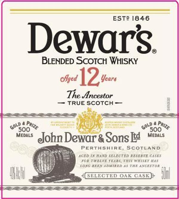 Dewar's Aged 12 Years The Ancestor Blended Scotch Whisky