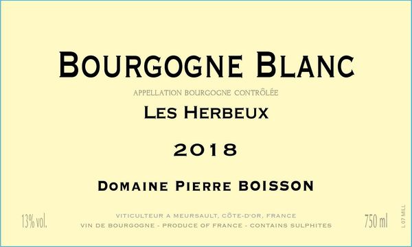 2020 Domaine Pierre Boisson Bourgogne Blanc Les Herbeux