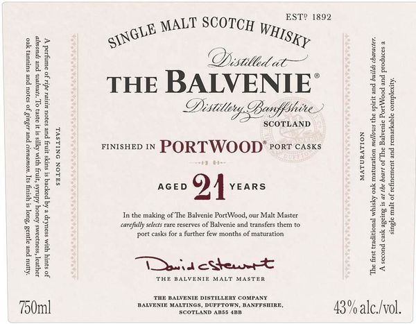 The Balvenie PortWood Aged 21 Years Single Malt Scotch Whisky