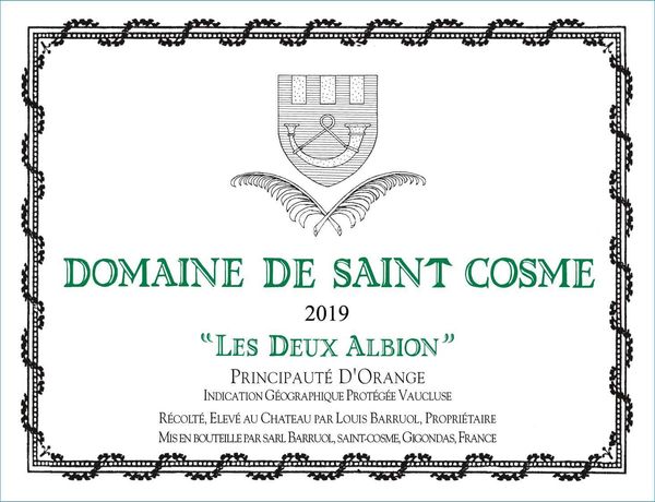 2021 Château de Saint Cosme Les Deux Albion Blanc Principauté d'Orange
