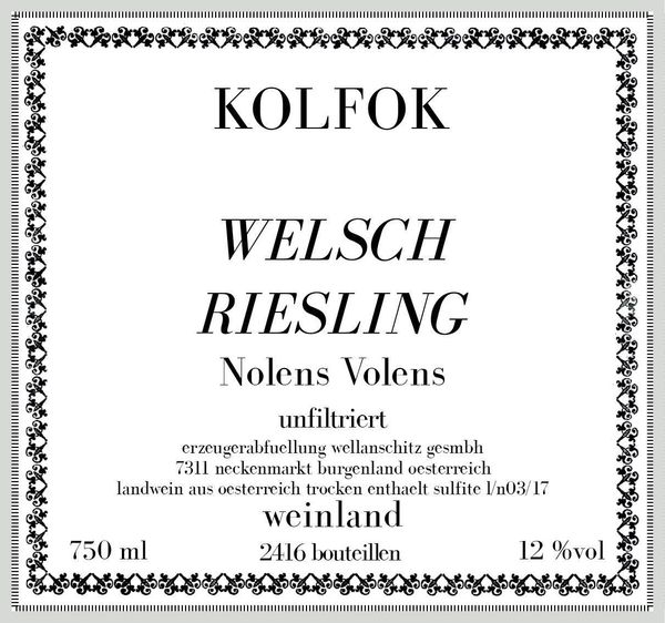 2018 Kolfok Nolens Volens Welschriesling