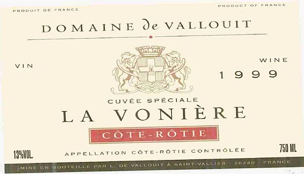 1999 Domaine de Vallouit Cuvée Spéciale La Vonière Côte-Rôtie