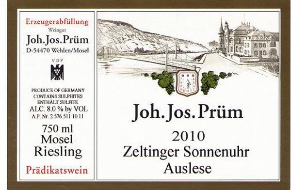 2012 Weingut Joh. Jos. Prüm Zeltinger Sonnenuhr Riesling Auslese