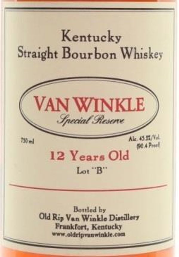Van Winkle 12 Years Old Special Reserve Lot B Kentucky Straight Bourbon Whiskey