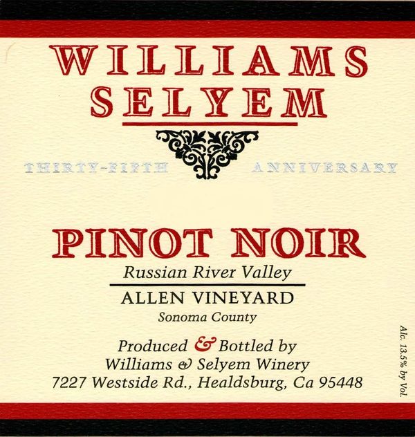 2020 Williams Selyem Allen Vineyard Pinot Noir