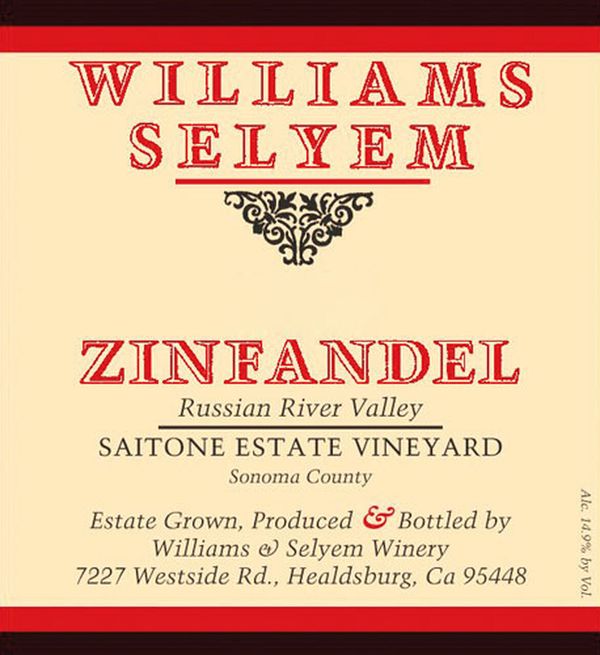 2020 Williams Selyem Saitone Estate Vineyard Zinfandel