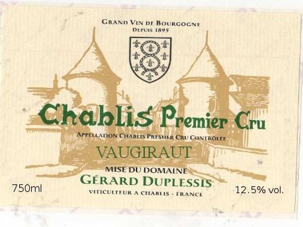 2019 Gérard Duplessis Chablis Vaugiraut