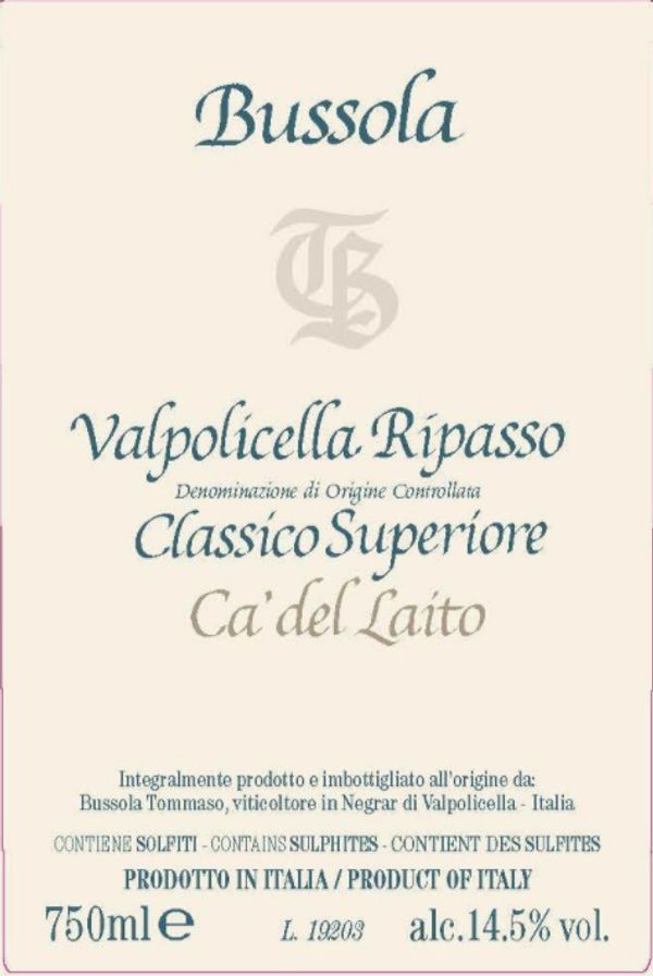 2017 Tommaso Bussola Valpolicella Classico Superiore Ripasso Ca' del Laito