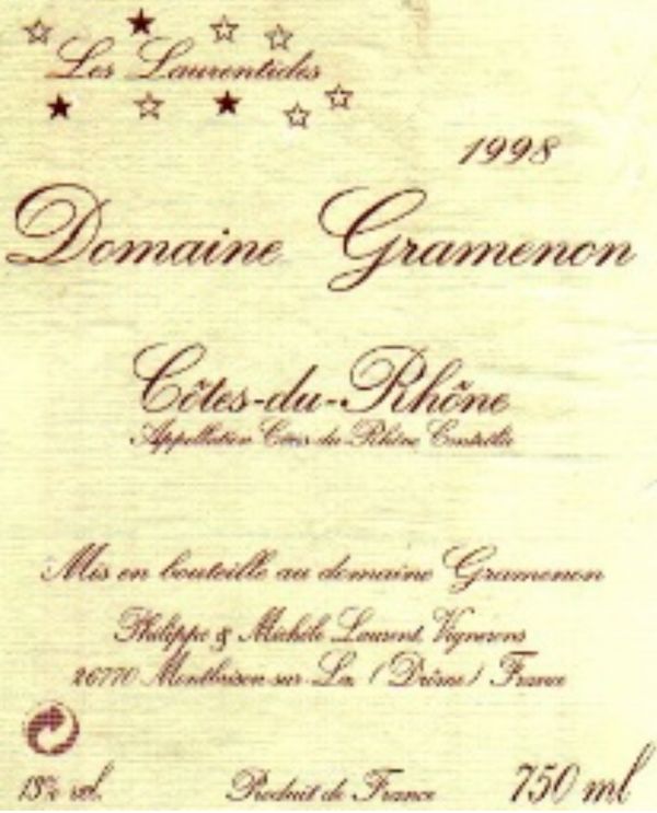 1998 Domaine Gramenon Côtes du Rhône Villages Les Laurentides