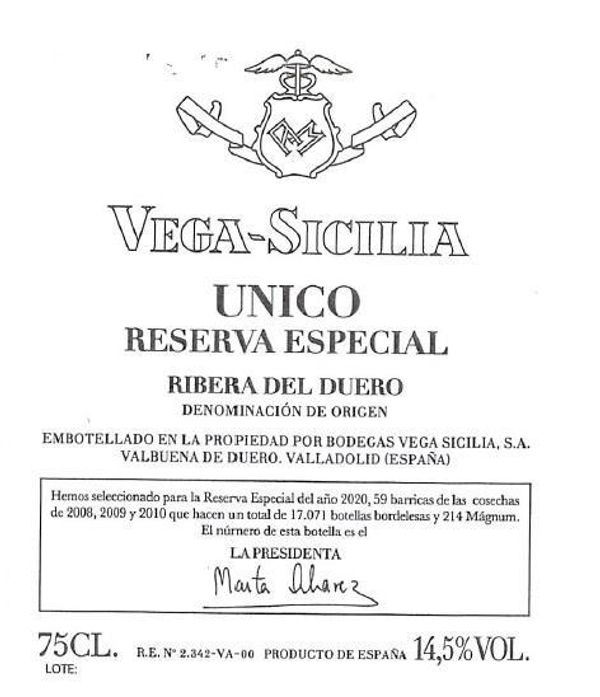 Bodegas Vega Sicilia Único Reserva Especial [Vintage Blend: 2008, 2010, 2011]