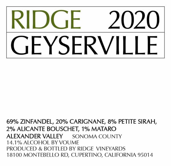 2020 Ridge Geyserville