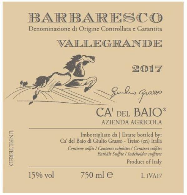 2019 Ca' del Baio Barbaresco Vallegrande