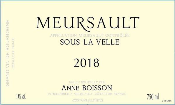 2020 Anne Boisson Meursault Sous La Velle