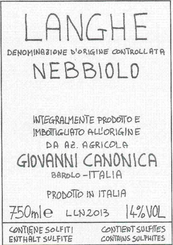 2018 Giovanni Canonica Langhe Nebbiolo