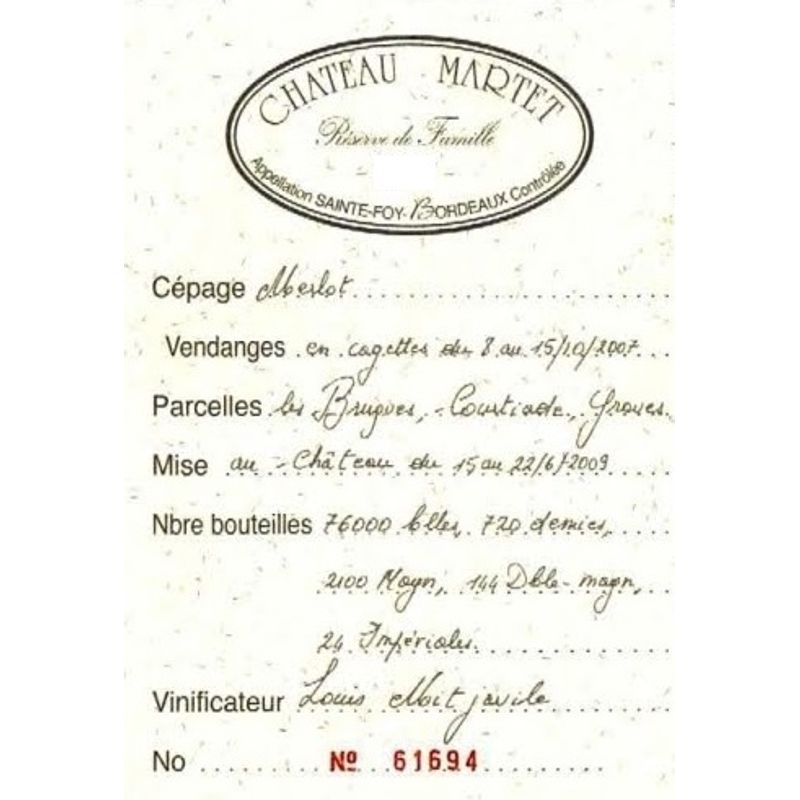 2017 Chateau Martet Reserve de Famille SainteFoyBordeaux [Future